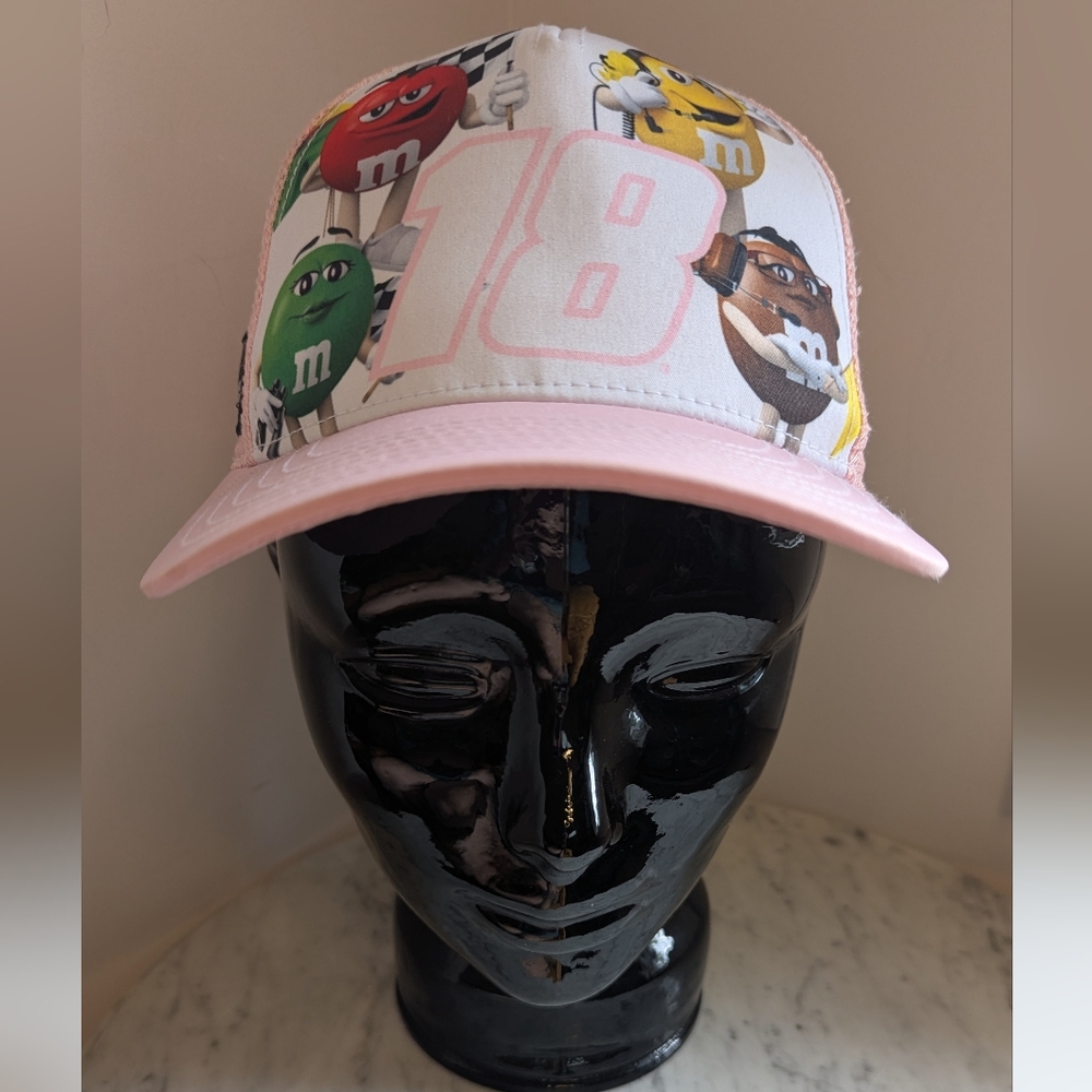 2021 Joe Gibbs Racing NASCAR Kyle Busch #18 M&M's Pink Trucker Hat